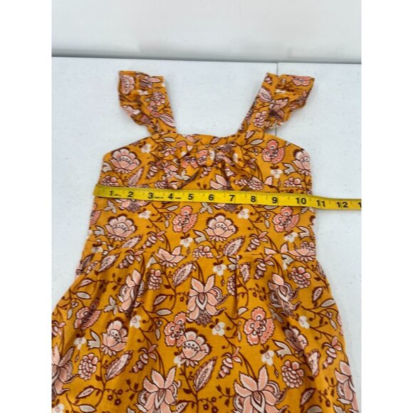 Janie & Jack 3 Floral‎ Romper 100% Cotton Yellow Border Print Jumpsuit Boho Chic - Picture 7 of 10